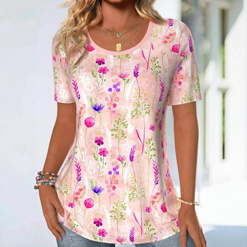 T-Shirt Décontracté À Imprimé Floral