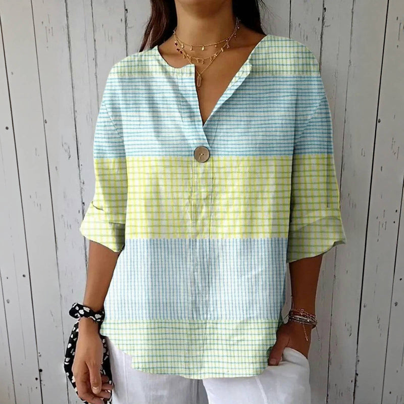 Blouse Décontractée À Blocs De Couleurs