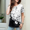 T-Shirt À Fleurs À Blocs De Couleurs