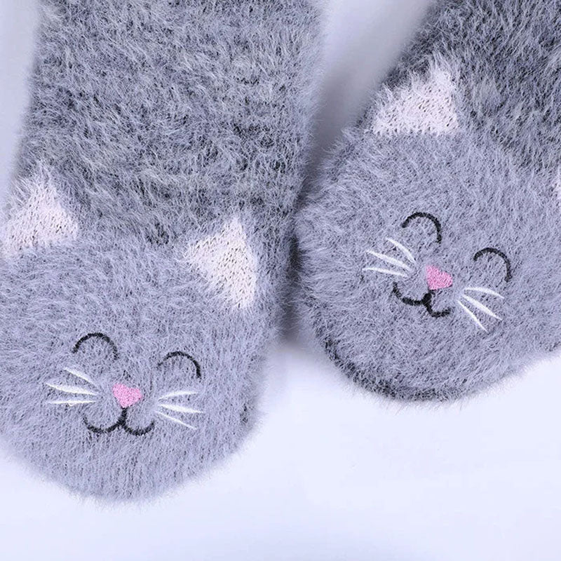 Chaussettes En Peluche Chat De Dessin Animé