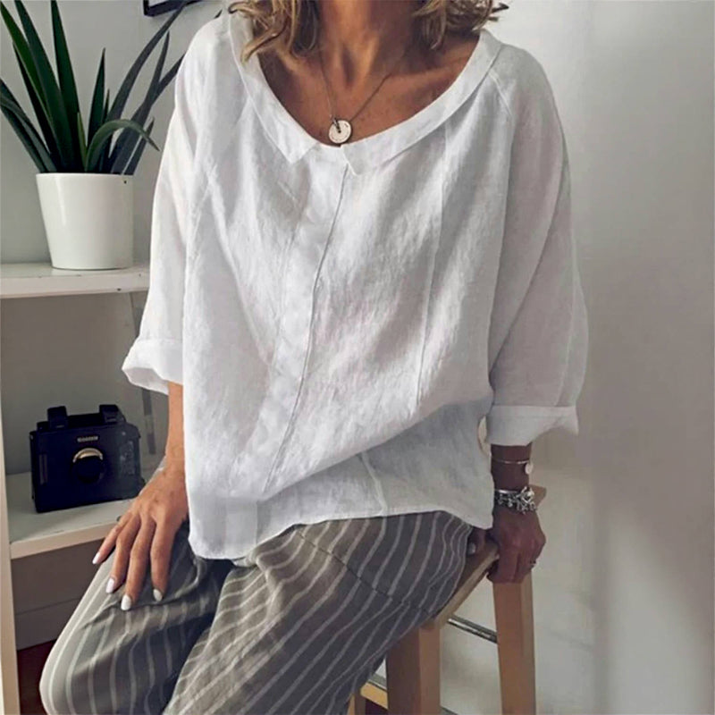 Blouse Décontractée De Couleur Unie