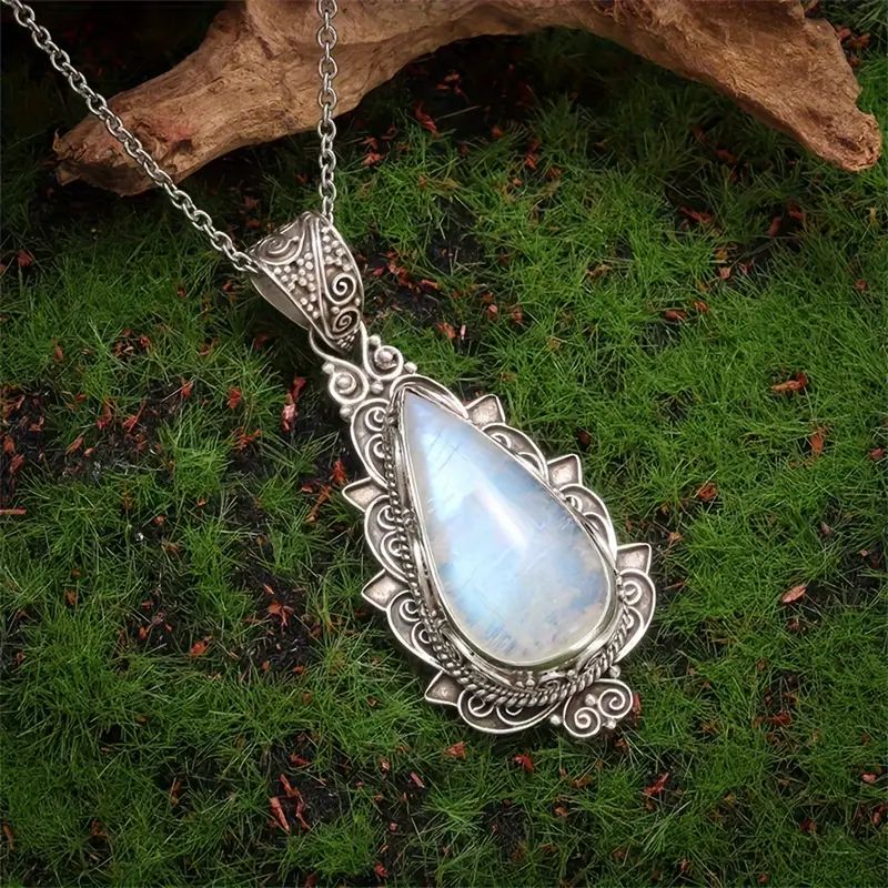 Collier Pendentif Goutte D'Eau Vintage
