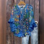 Blouse À Imprimé Abstrait Vintage