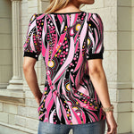Blouse À Imprimé Abstrait Vintage