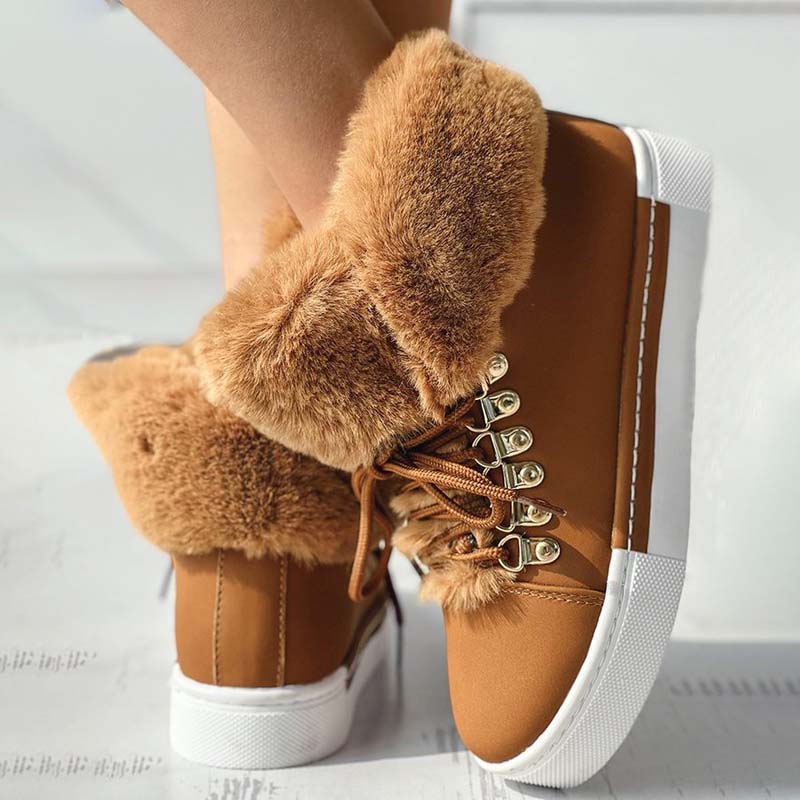 Bottines À Plateforme En Peluche Chaude