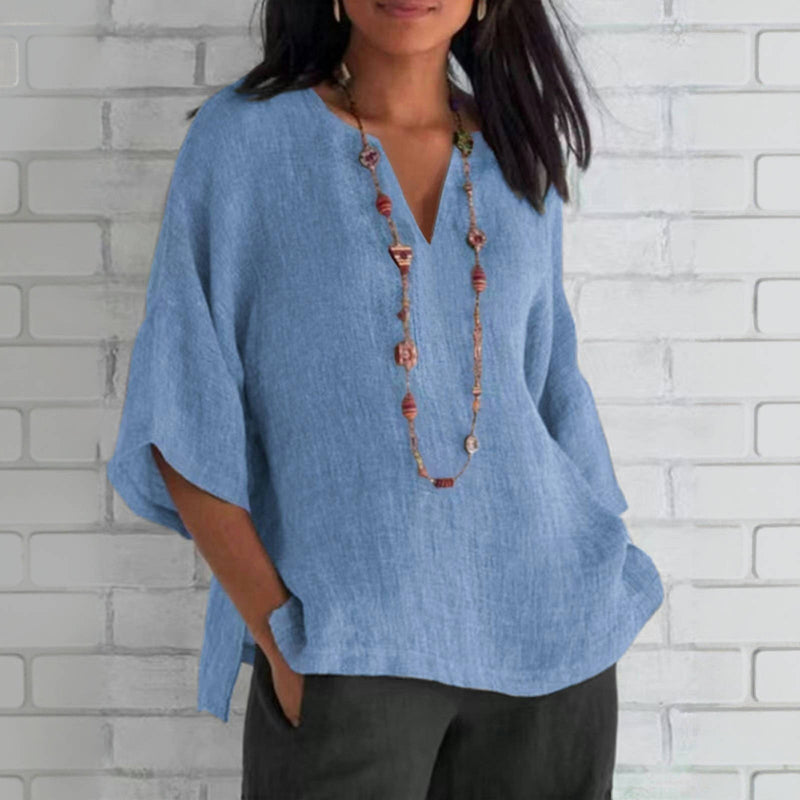 Blouse Décontractée De Couleur Unie