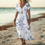 Robe Décontractée À Imprimé Feuilles