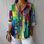 Blouse À Imprimé Géométrique Coloré