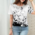 T-Shirt À Fleurs À Blocs De Couleurs