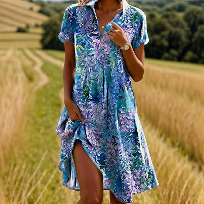 Robe Vintage À Imprimé Feuilles