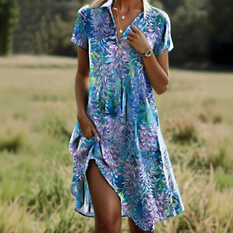 Robe Vintage À Imprimé Feuilles