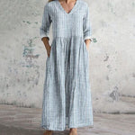 【Manches Longues】Robe Rayée Décontractée