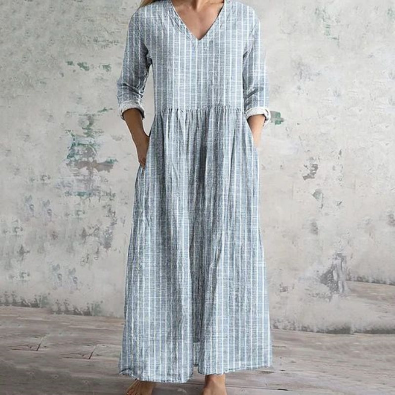 【Manches Longues】Robe Rayée Décontractée