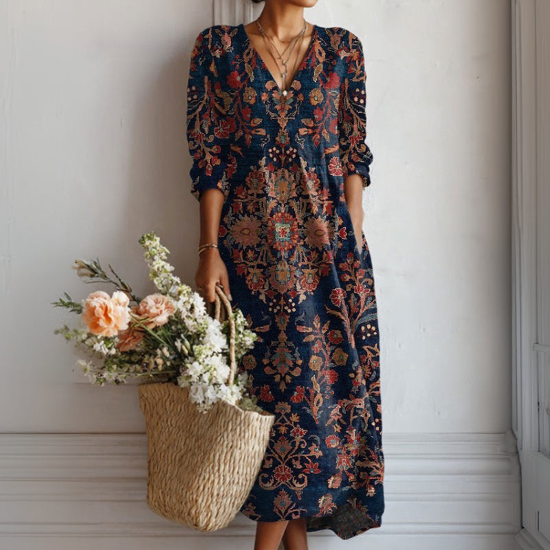 【Manches Longues】Robe De Style Ethnique Vintage