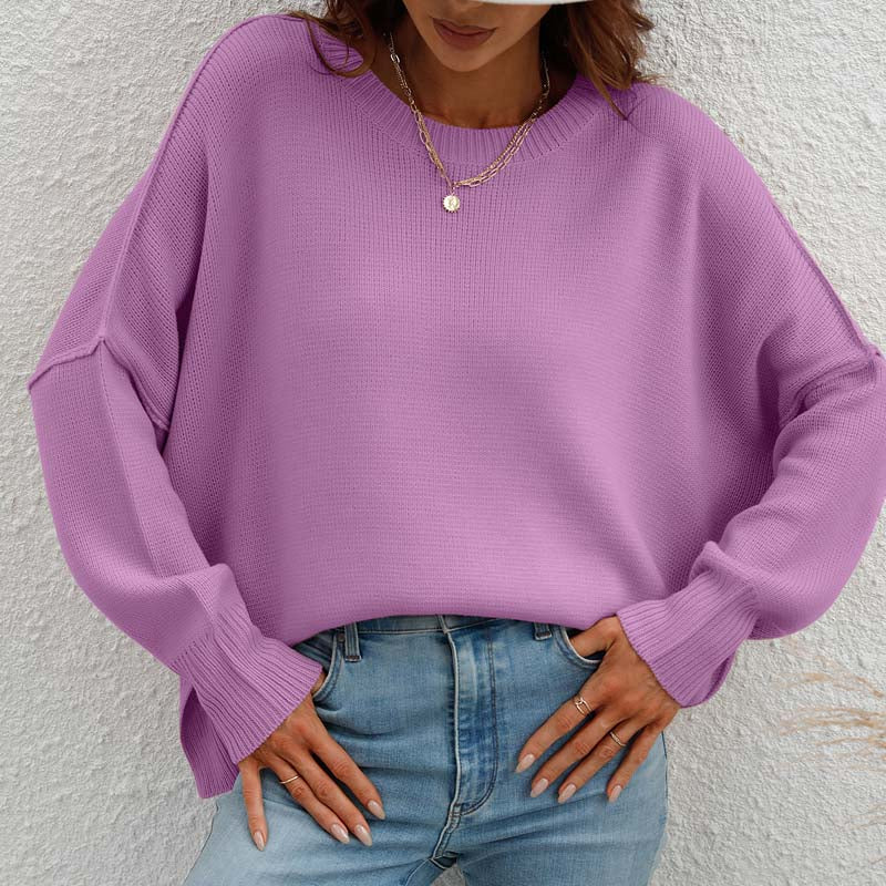 Pull En Tricot Décontracté De Couleur Unie