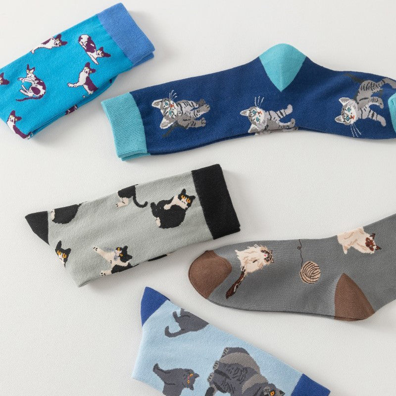 Chaussettes À Imprimé Chat Vintage