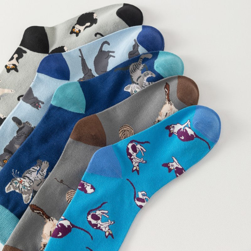 Chaussettes À Imprimé Chat Vintage