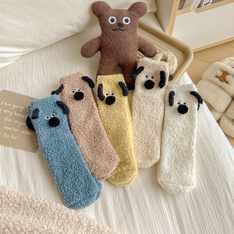 Chaussettes En Peluche Chien De Dessin Animé