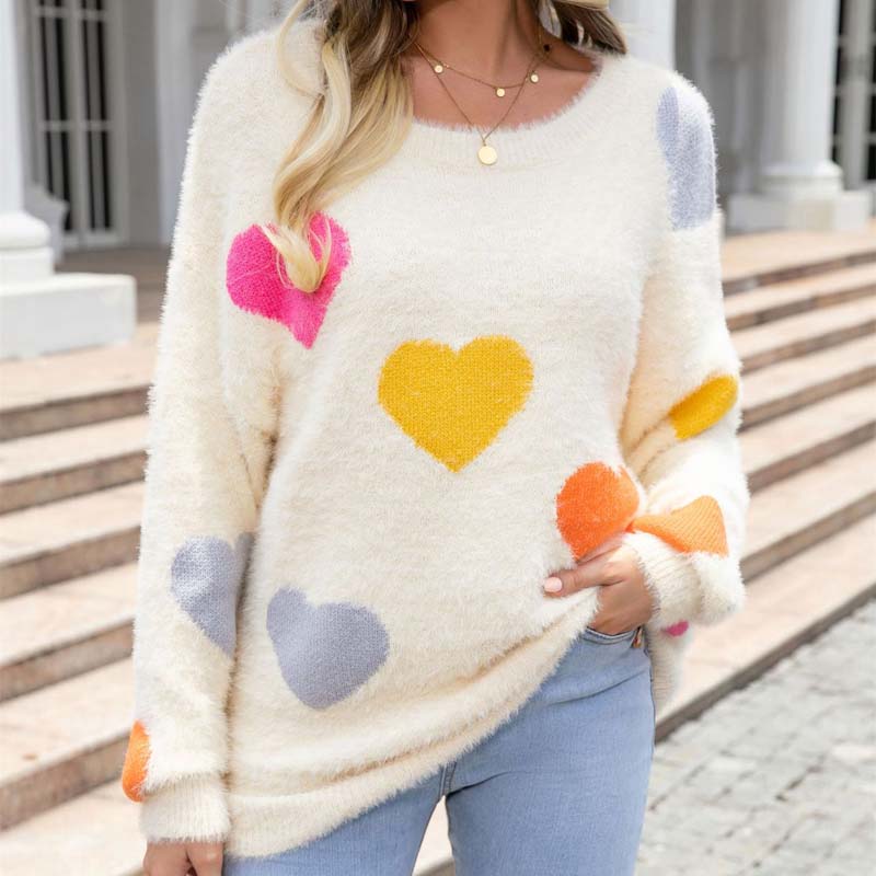 Pull En Tricot À Motif Coeur