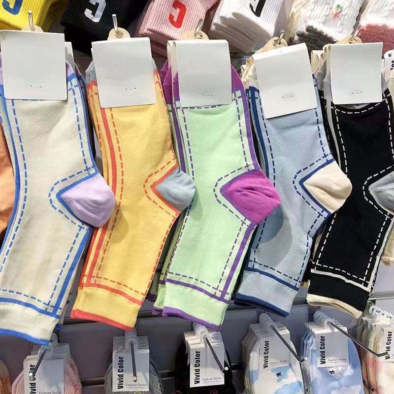 Chaussettes Décontractées À Blocs De Couleurs