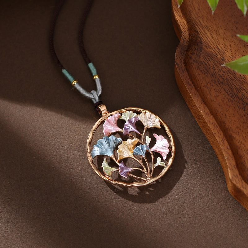 Collier Pendentif Feuille Vintage