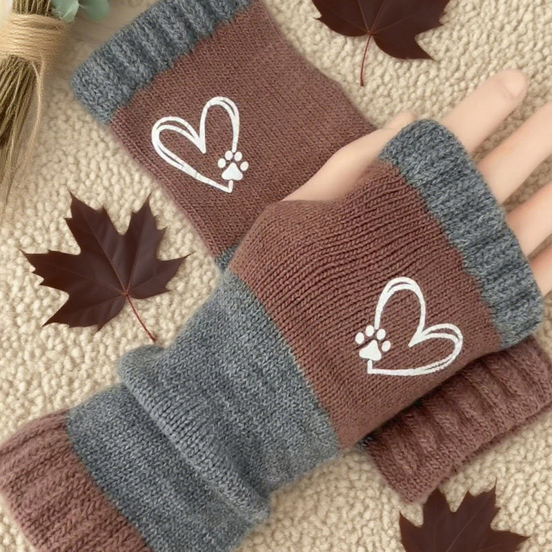 Gants Chauds À Motif Coeur