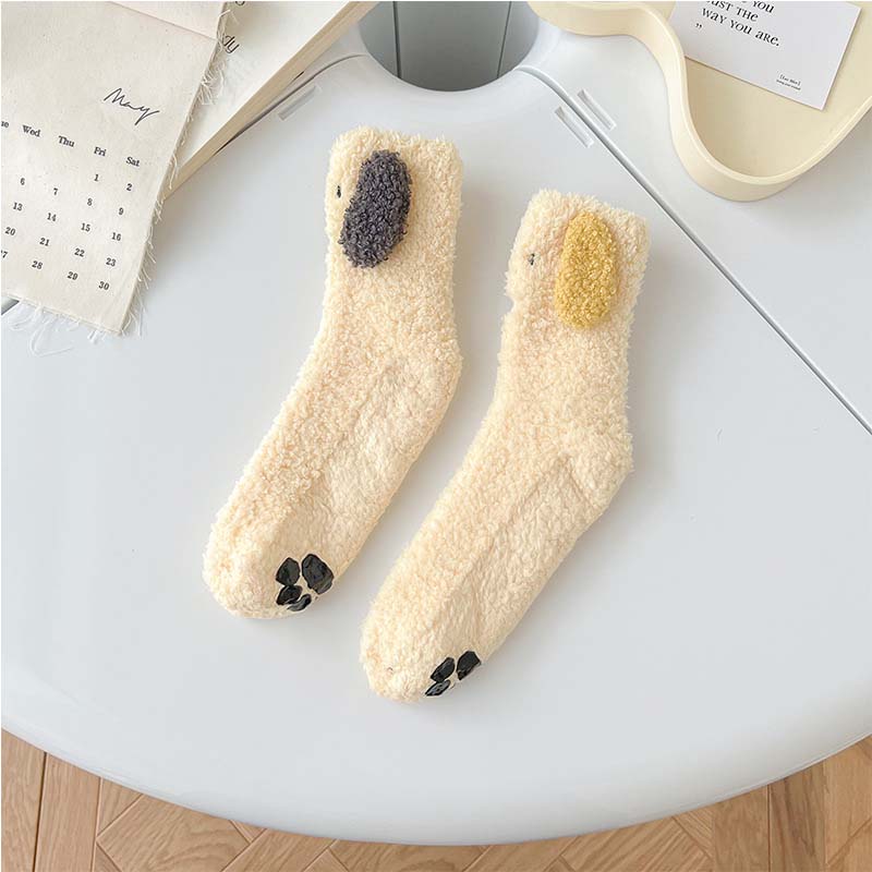 Chaussettes En Peluche Chien De Dessin Animé