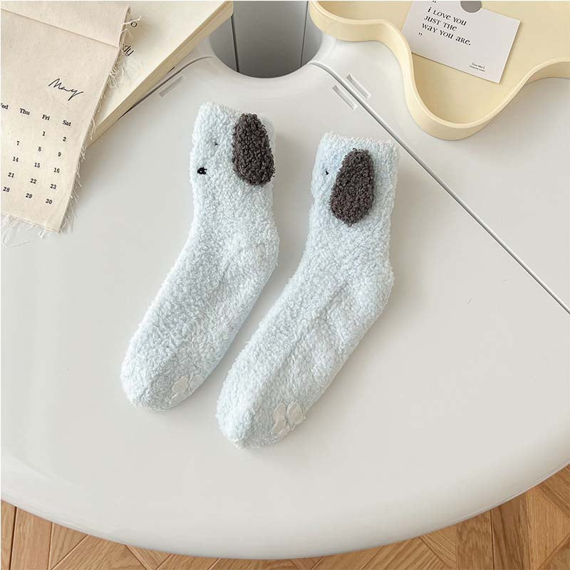 Chaussettes En Peluche Chien De Dessin Animé