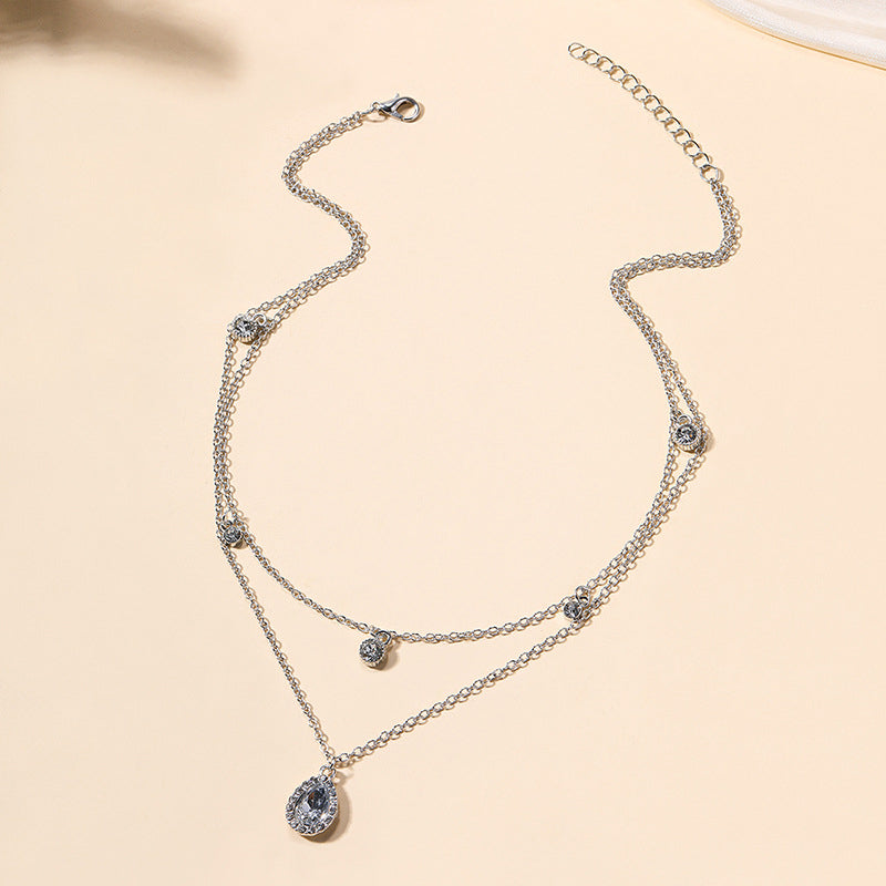 Collier Pendentif Goutte D'Eau Vintage