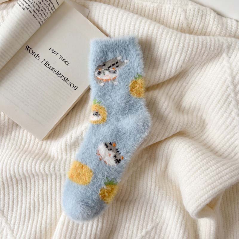 Chaussettes En Peluche Chat De Dessin Animé