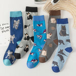 Chaussettes À Imprimé Chat Vintage