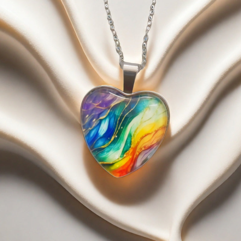 Collier Pendentif Coeur Coloré