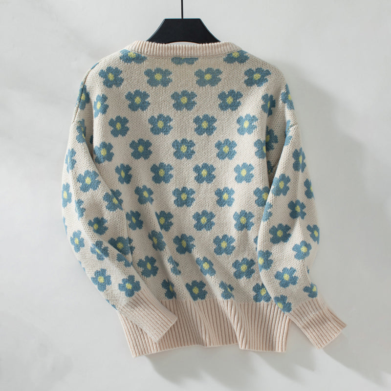 Pull Décontracté En Tricot Fleuri