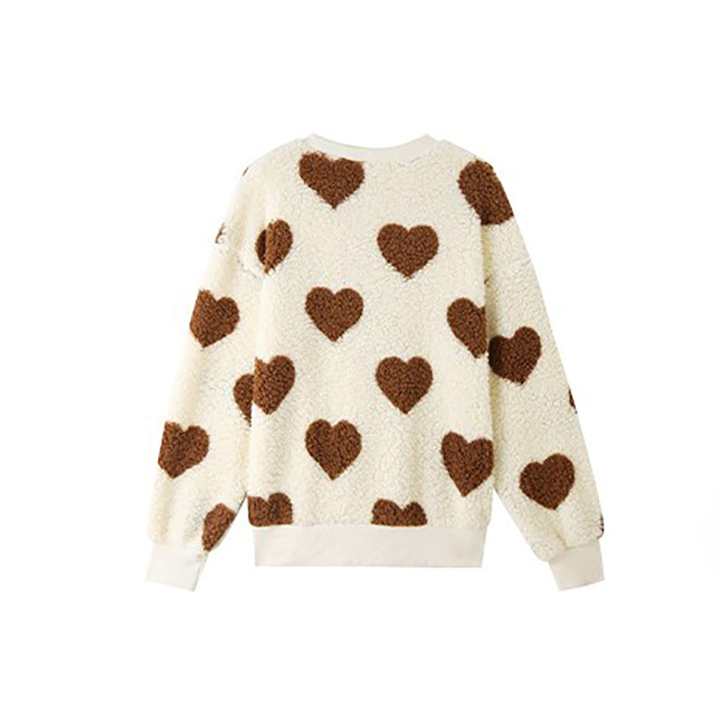 Sweat-Shirt En Peluche À Imprimé Coeur