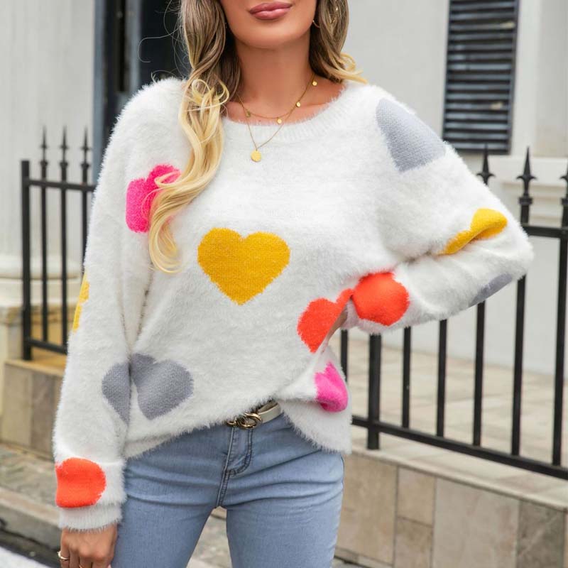 Pull En Tricot À Motif Coeur