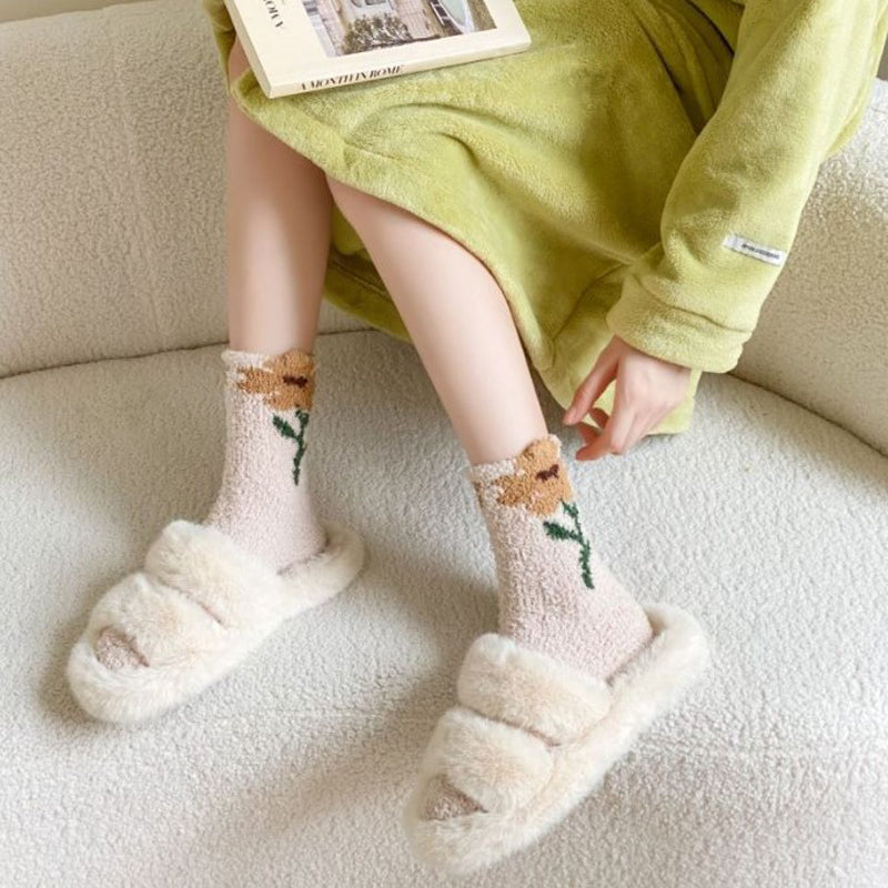Chaussettes Chaudes À Fleurs