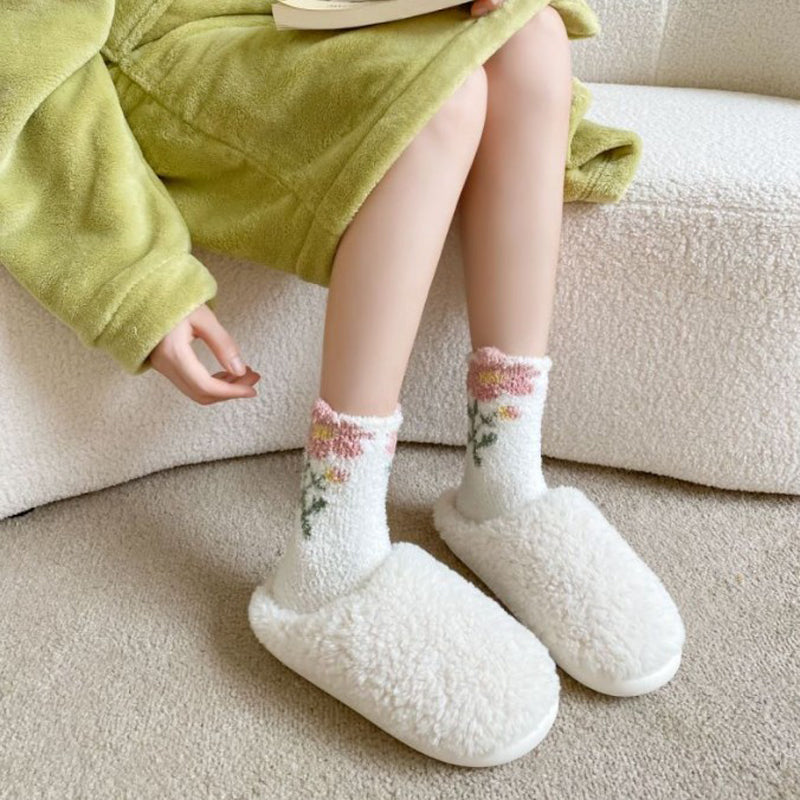 Chaussettes Chaudes À Fleurs