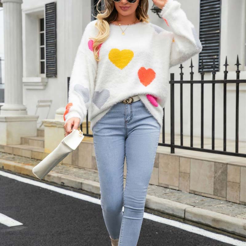 Pull En Tricot À Motif Coeur