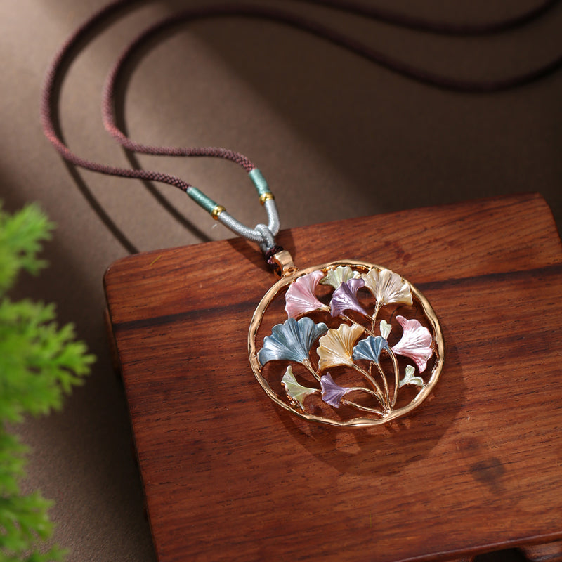 Collier Pendentif Feuille Vintage