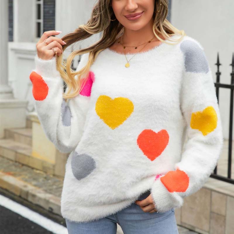 Pull En Tricot À Motif Coeur