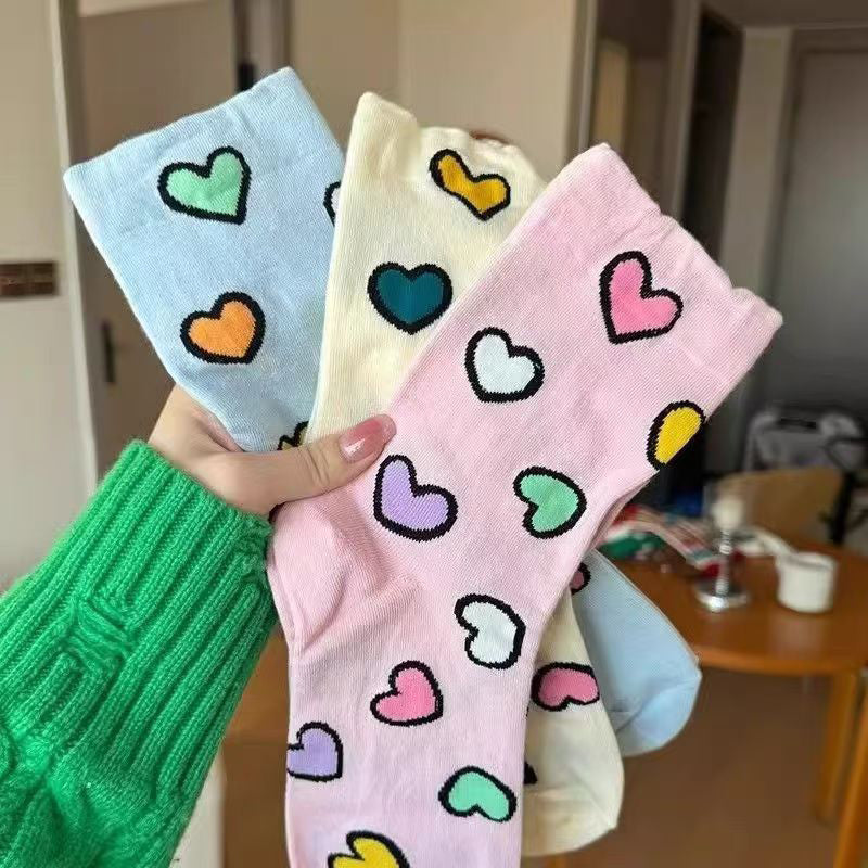 Chaussettes Décontractées À Imprimé Coeur