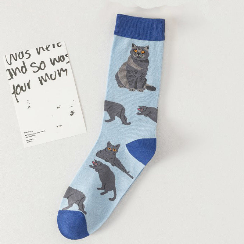 Chaussettes À Imprimé Chat Vintage