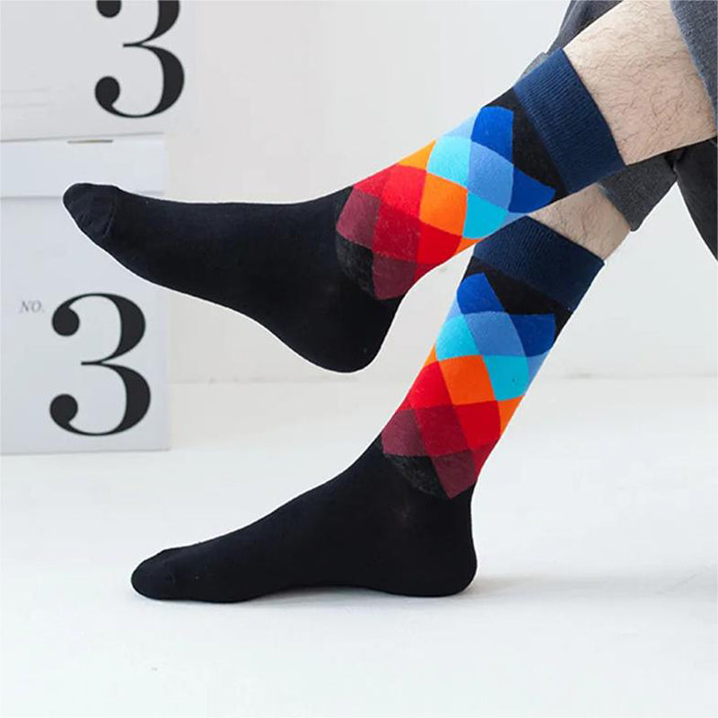 Chaussettes Décontractées À Carreaux Colorés