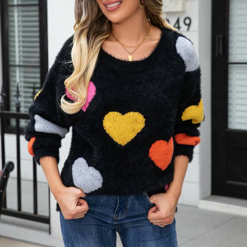 Pull En Tricot À Motif Coeur