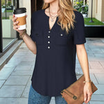 Blouse Décontractée De Couleur Unie