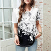 T-Shirt À Fleurs À Blocs De Couleurs