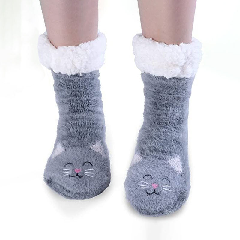 Chaussettes En Peluche Chat De Dessin Animé