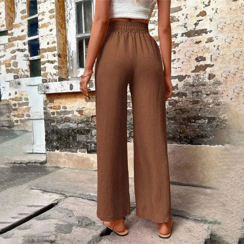 Pantalon Décontracté De Couleur Unie