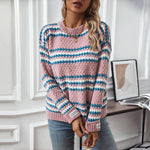 Pull En Tricot Rayé Décontracté