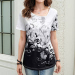 T-Shirt À Fleurs À Blocs De Couleurs
